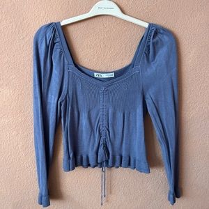 Zara puff sleeve periwinkle blue top